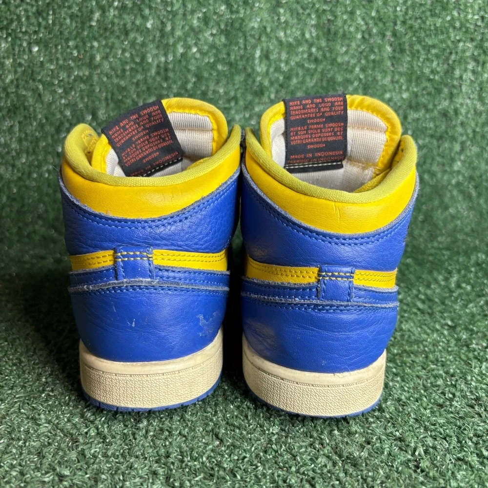 Air Jordan 1 Retro High‎ OG Reverse Laney leather Sneakers Yellow Blue Youth 3Y